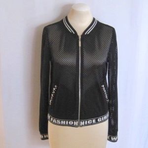 Gil Santucci Mesh Embellished Bomber Jacket